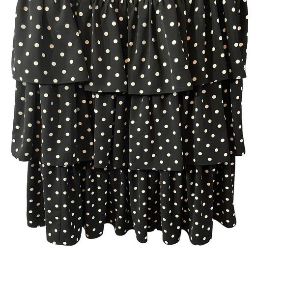 Cinq A Sept Rowena Black White Polka Dot Ruffle Tiered Midi Skirt Size 8 - Picture 4 of 9